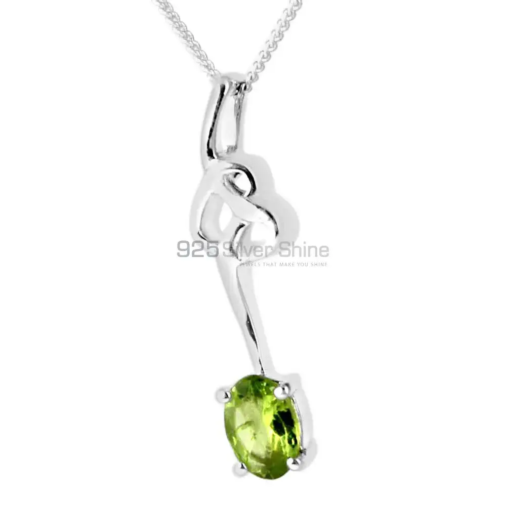 Peridot Gemstone Pendants In 925 Fine Silver Jewelry 925SP225-5