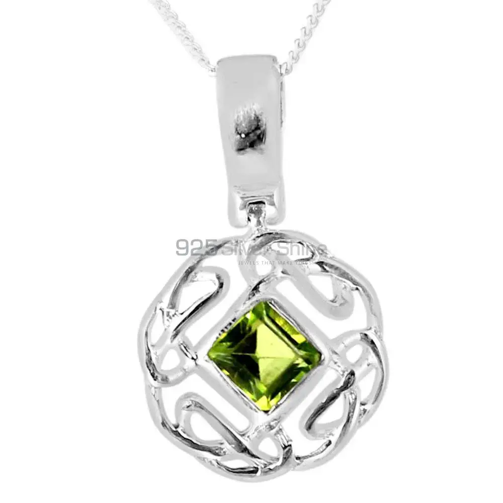 Peridot Gemstone Pendants Suppliers In 925 Fine Silver Jewelry 925SP257-3