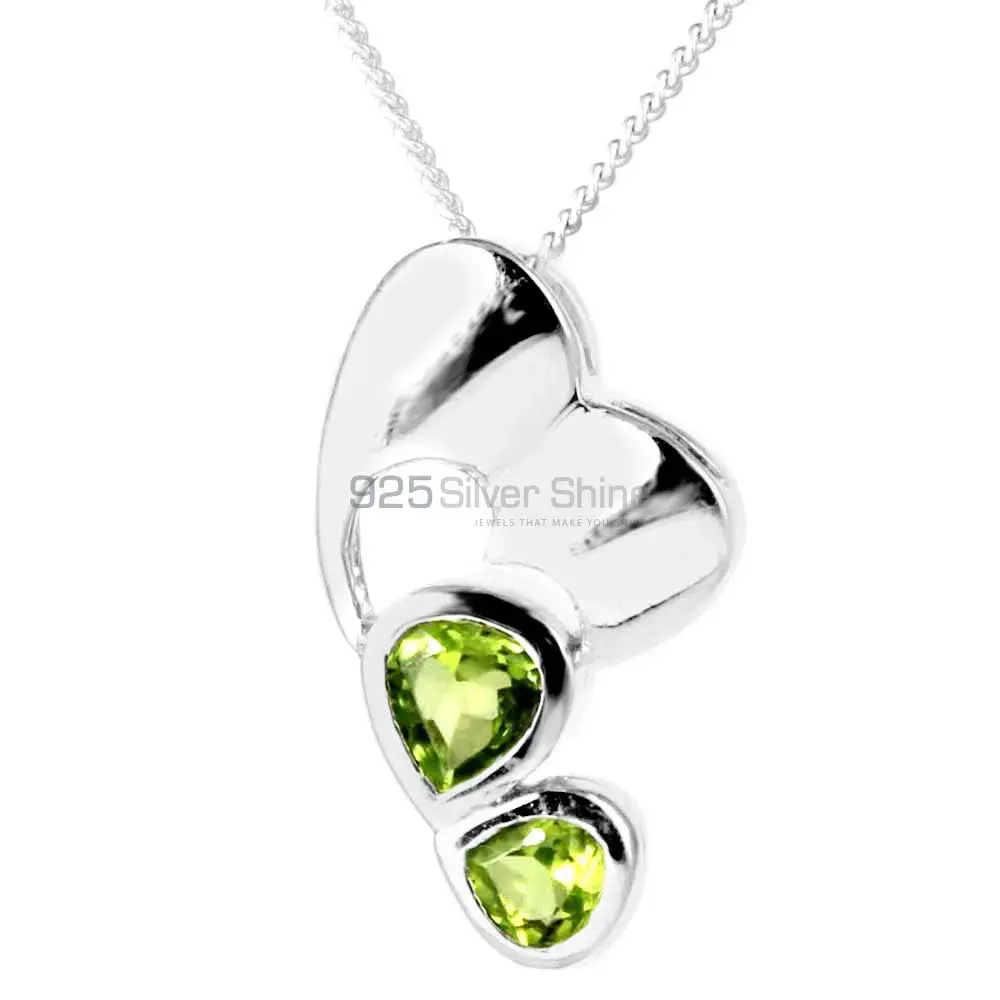 Peridot Gemstone Pendants Wholesaler In Fine Sterling Silver Jewelry 925SP209-1