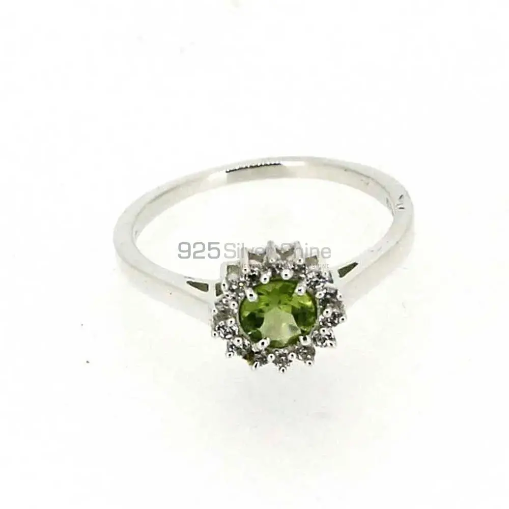 Sterling Silver Faceted Peridot Rings 925SR050-2