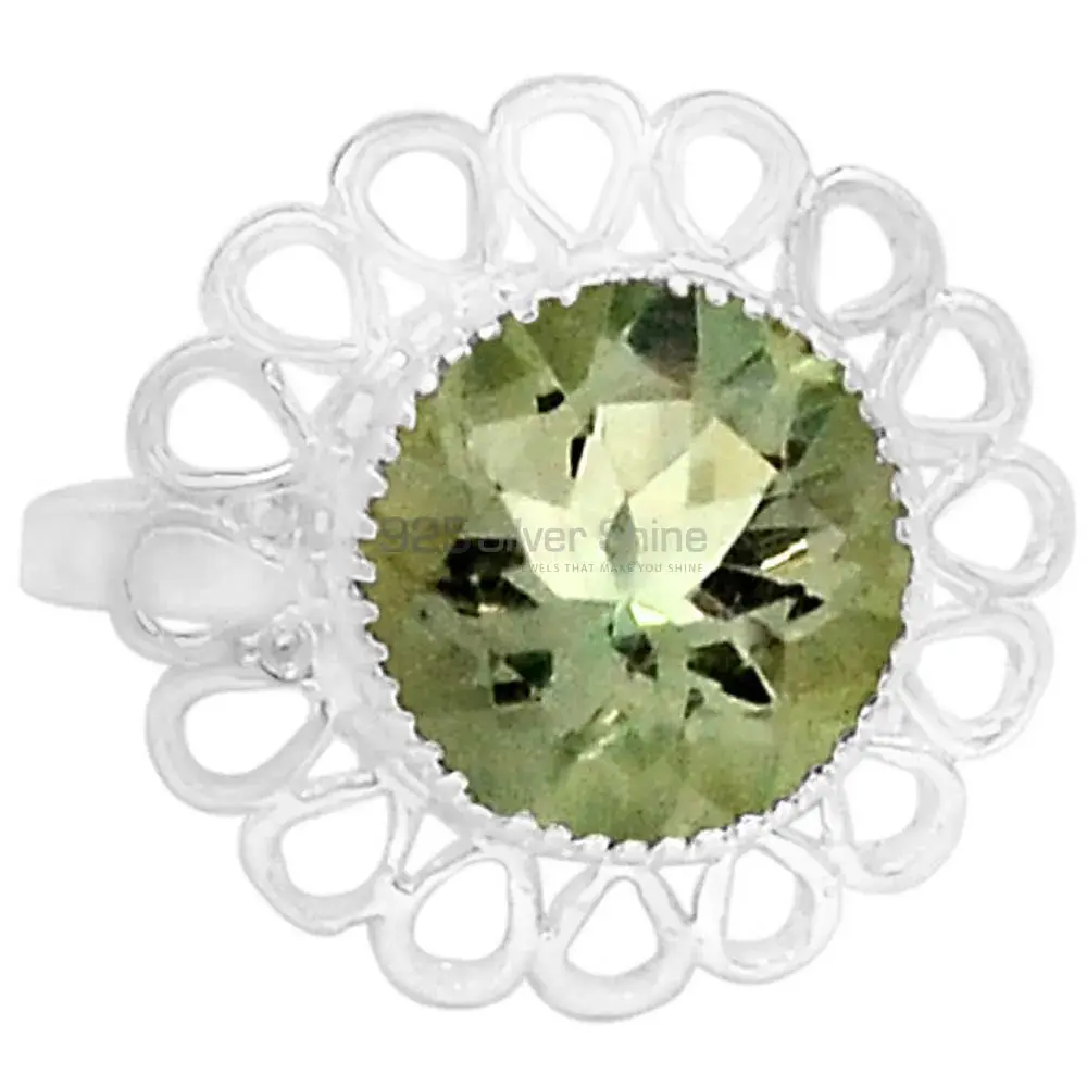 Green Amethyst Silver Wedding Rings 925SR087-3