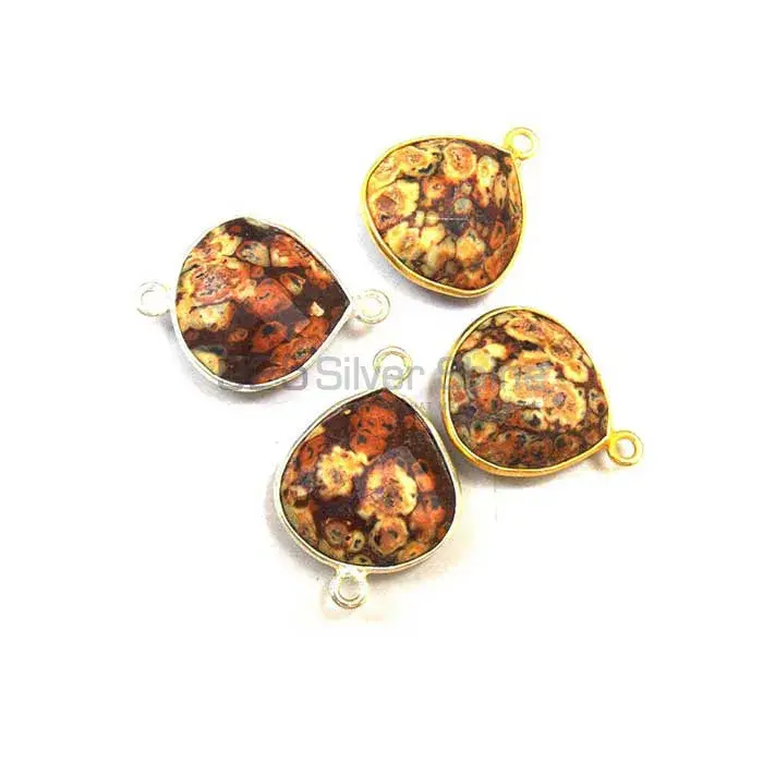 Pieces Jasper Heart Gemstone Double Bail Bezel Sterling Silver Gold Vermeil Gemstone Connector 925GC383