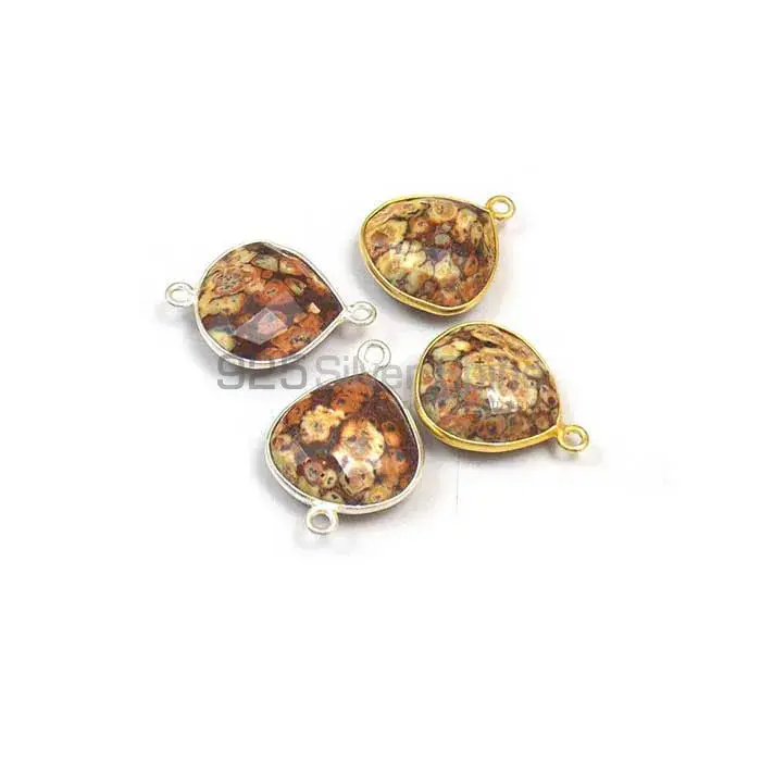 Pieces Jasper Heart Gemstone Double Bail Bezel Sterling Silver Gold Vermeil Gemstone Connector 925GC384_2
