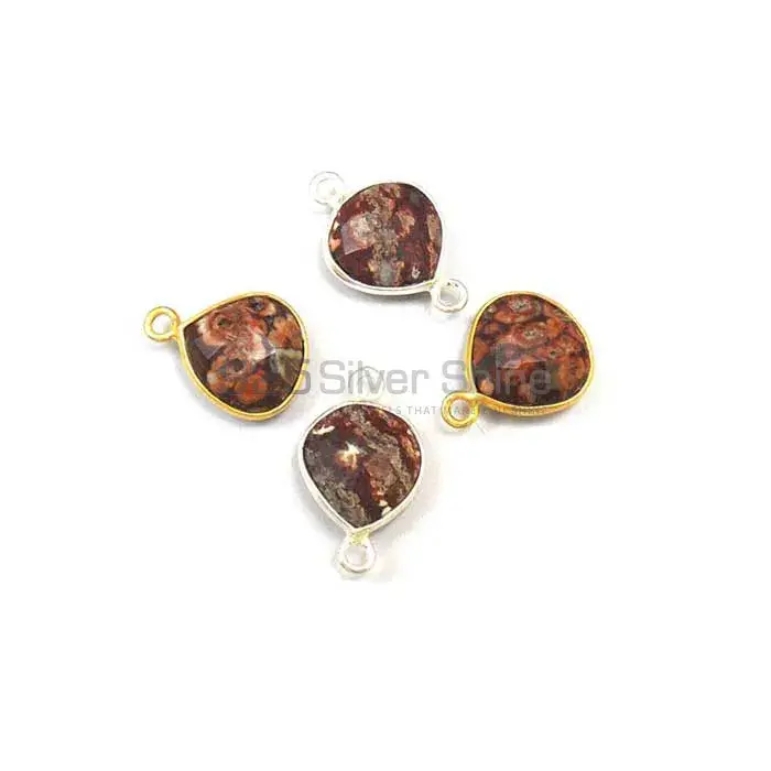 Pieces Jasper Heart Gemstone Single Bail Bezel Sterling Silver Gold Vermeil Gemstone Connector 925GC390