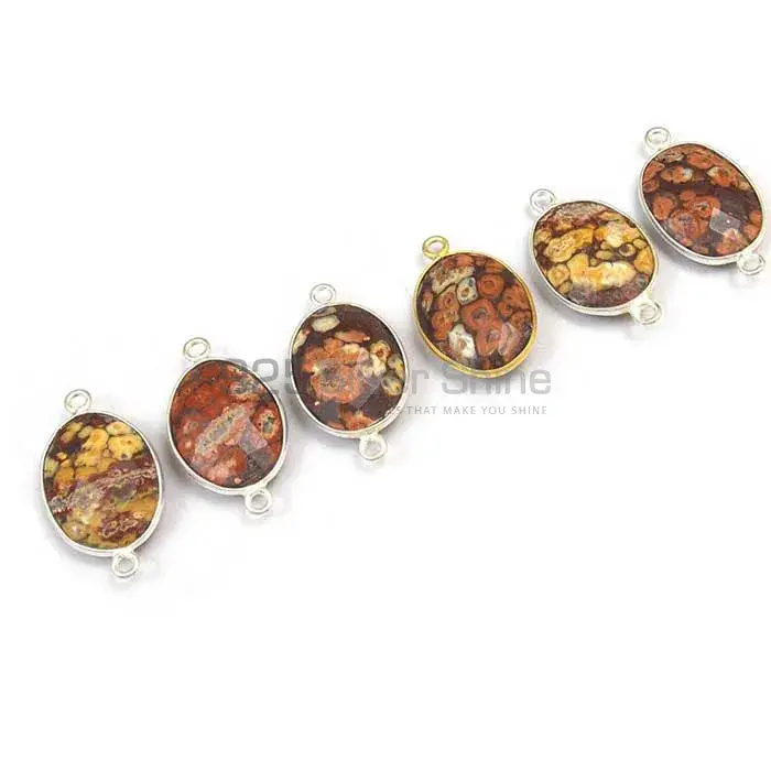 Pieces Jasper Oval Gemstone Double Bail Bezel Sterling Silver Gemstone Connector 925GC386