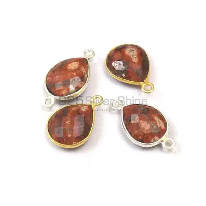 Pieces Jasper Pear Gemstone Single Bail Bezel Sterling Silver Gold Vermeil Gemstone Connector