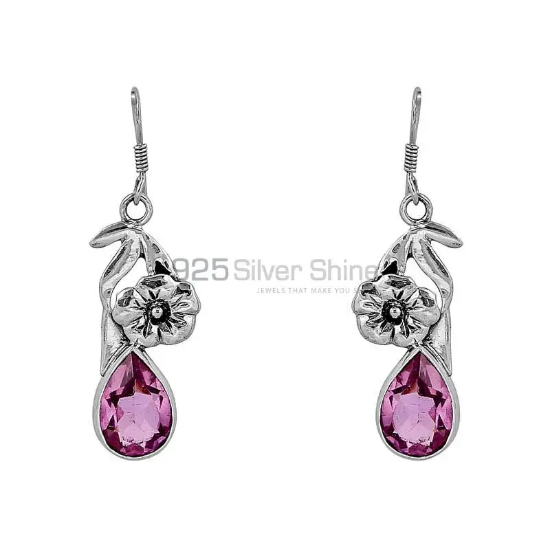Pink Amethyst Gemstone Earring In 925 Sterling Silver Jewelry 925SE85_1
