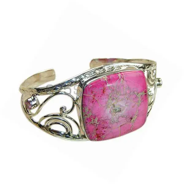 Pink Jasper-Topaz Gemstone Bracelet In Sterling Silver Jewelry 925SSB183_0