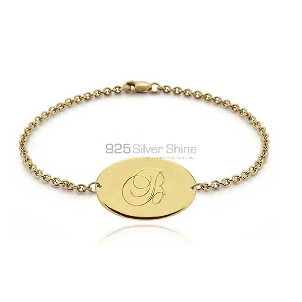 Plain Charm Bracelet In 925 Sterling Silver Gold Vermeil Jewelry 925SSB91