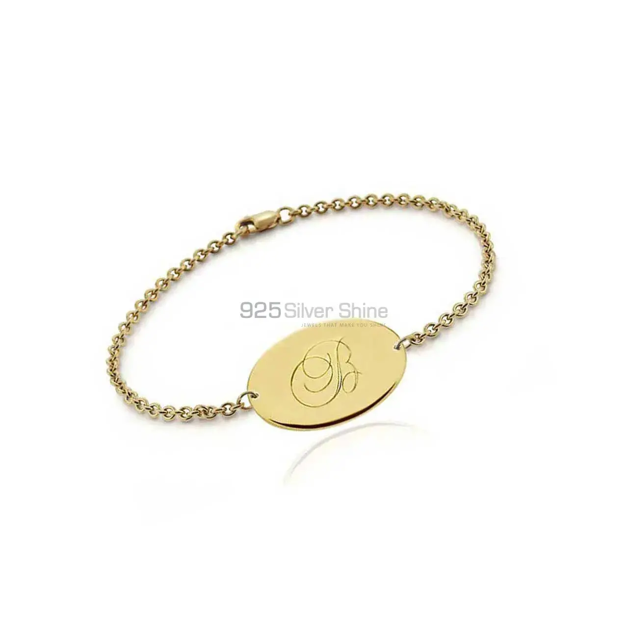 Plain Charm Bracelet In 925 Sterling Silver Gold Vermeil Jewelry 925SSB91_0