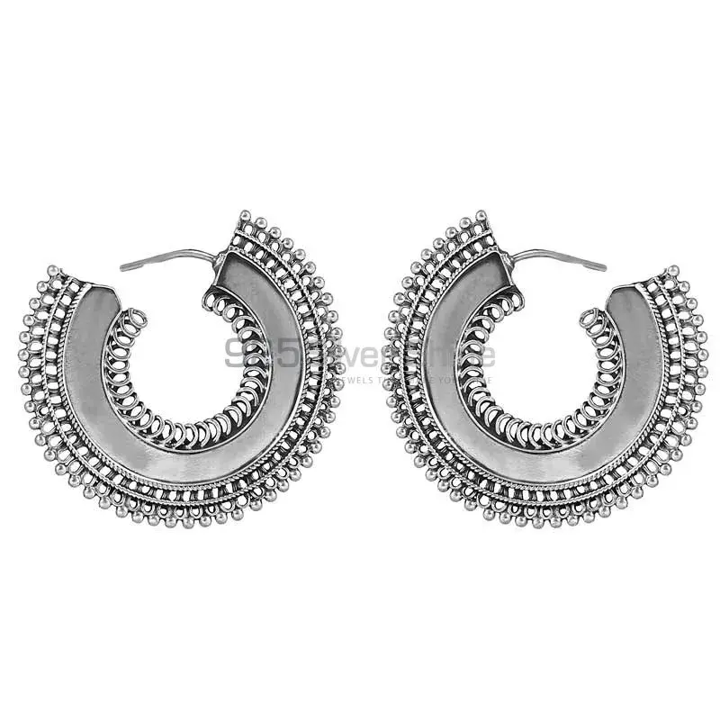 Plain Fine Silver Earring 925SE146_0