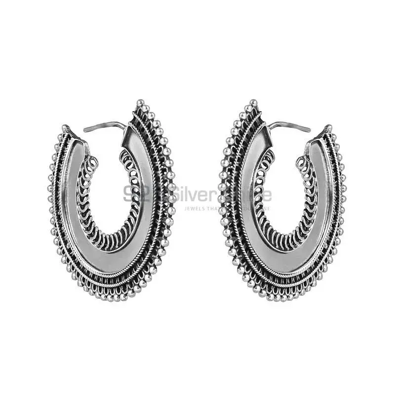 Plain Fine Silver Earring 925SE146_1