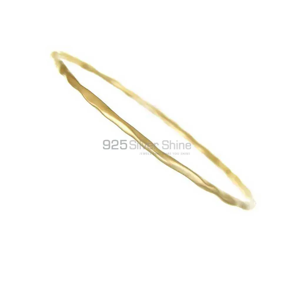 Plain Hammered 925 Sterling Silver Bracelet In Gold Vermeil Jewelry 925SSB6