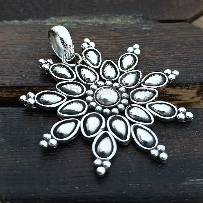 Plain Handmade Oxidised Sterling Silver Pendant Wholesaler 925NSP17_0