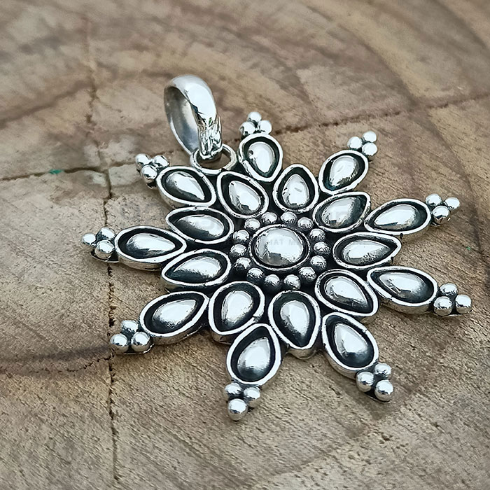 Plain Handmade Oxidised Sterling Silver Pendant 925NSP17_1