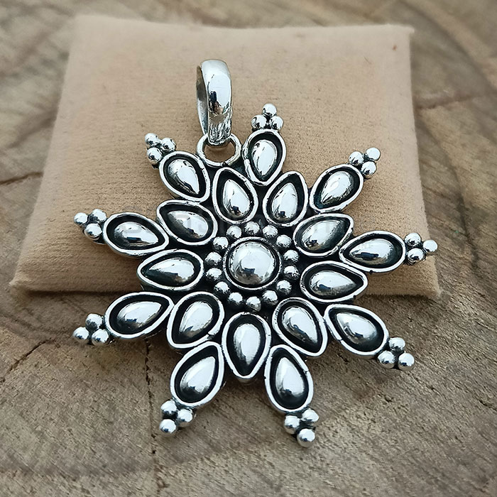 Plain Handmade Oxidised Sterling Silver Pendant 925NSP17_2