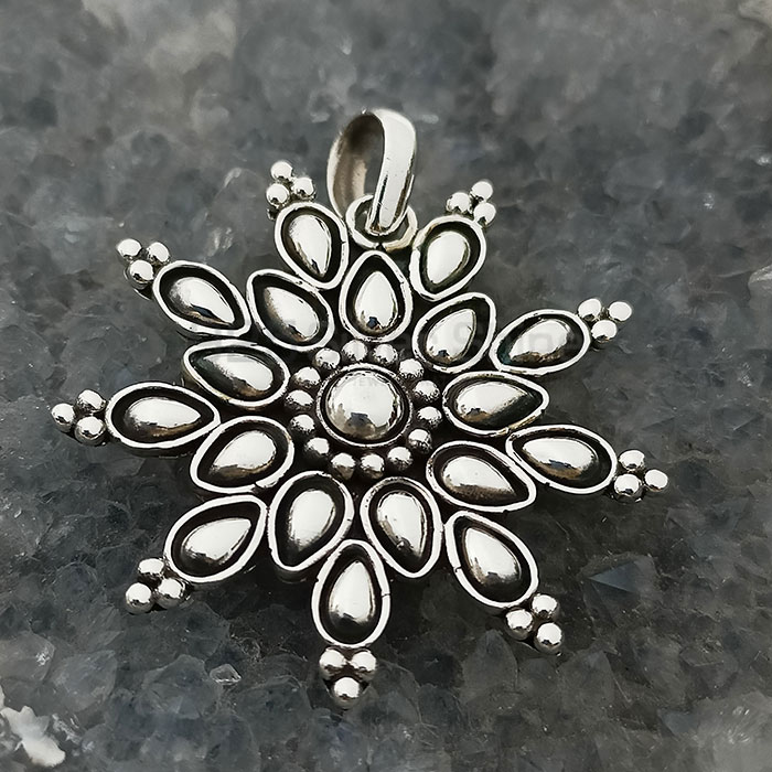 Plain Handmade Oxidised Sterling Silver Pendant 925NSP17_3