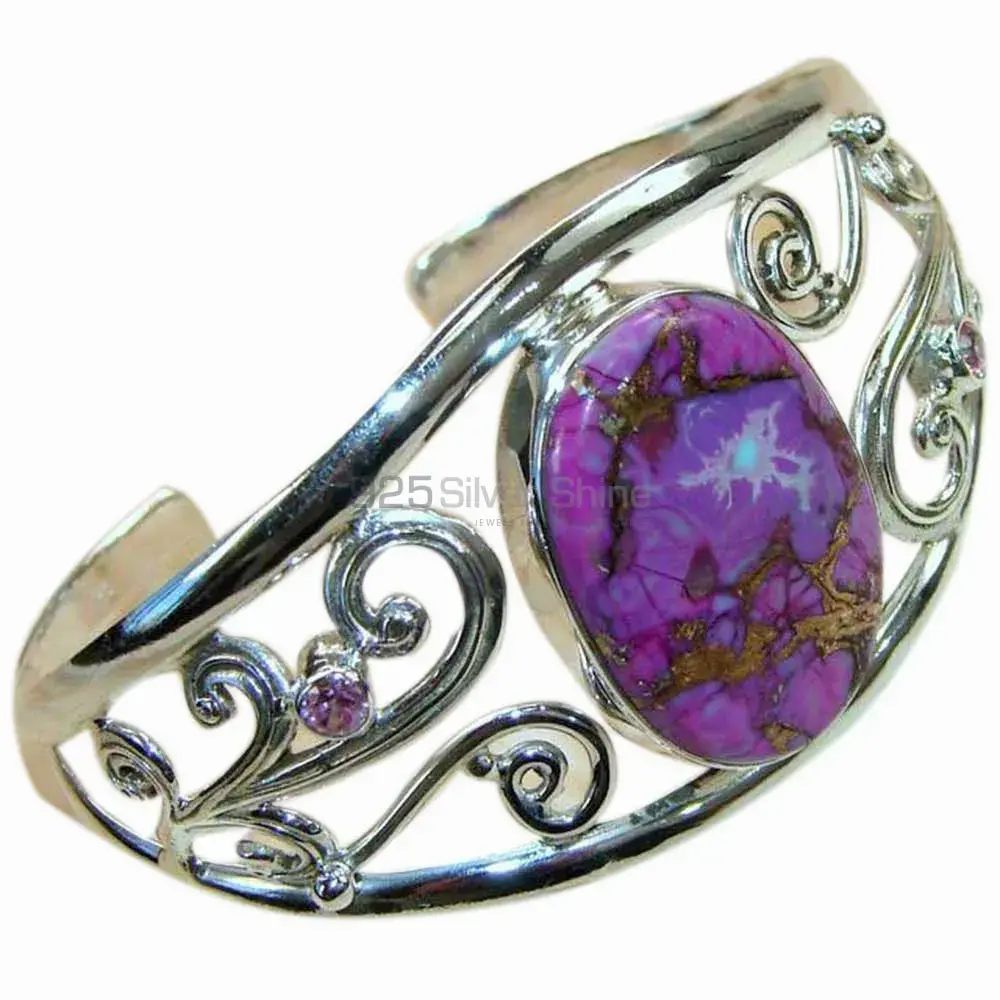 Purple Copper Turquoise Gemstone Cuff Bangles In 925 Sterling Silver Jewelry 925SSB151