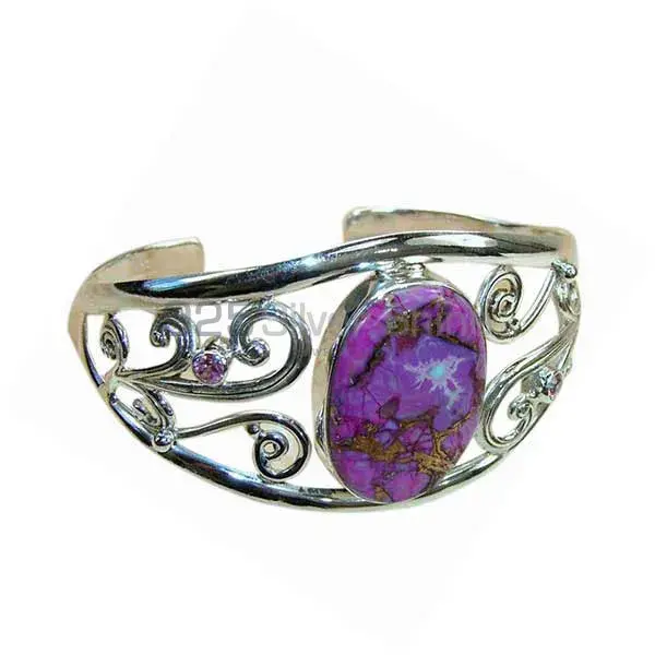 Purple Copper Turquoise Gemstone Cuff Bangles In 925 Sterling Silver Jewelry 925SSB151_0