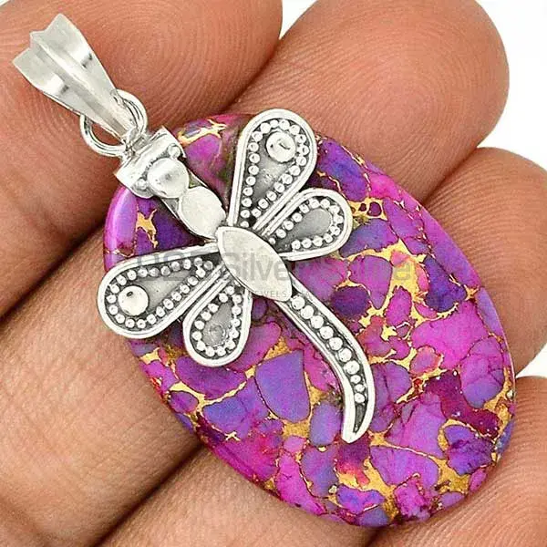 Purple Copper Turquoise Gemstone Pendants Wholesaler In Fine Sterling Silver Jewelry 925SP68-2_0