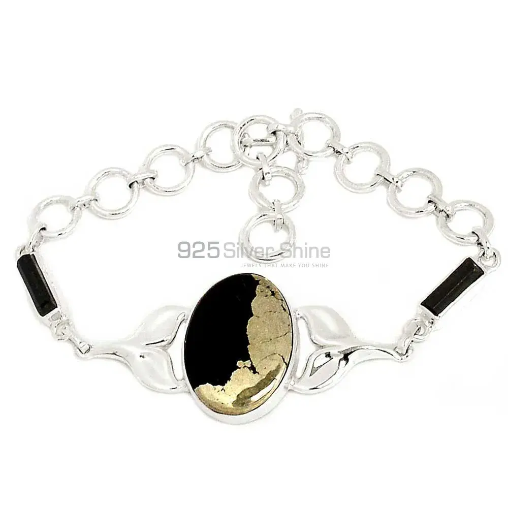 Pyrite Best Quality Gemstone Bracelets Suppliers In 925 Fine Silver Jewelry 925SB297-6