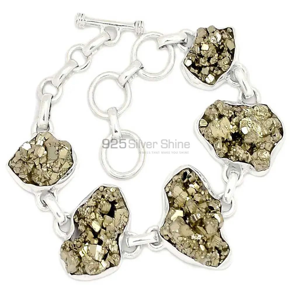 Pyrite Druzy High Quality Gemstone Handmade Bracelets In Solid Sterling Silver Jewelry 925SB311-1_0