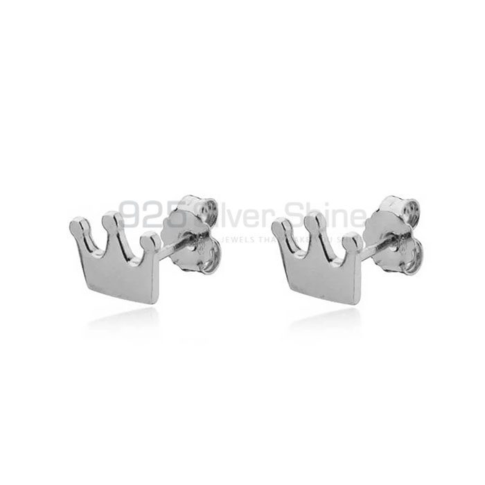 Queen Crown Stud Earrings In 925 Sterling Silver CRME83