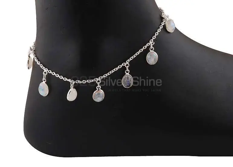 Genuine Rainbow Moon Gemstone Anklets Wholesaler In 925 Sterling Silver Jewelry