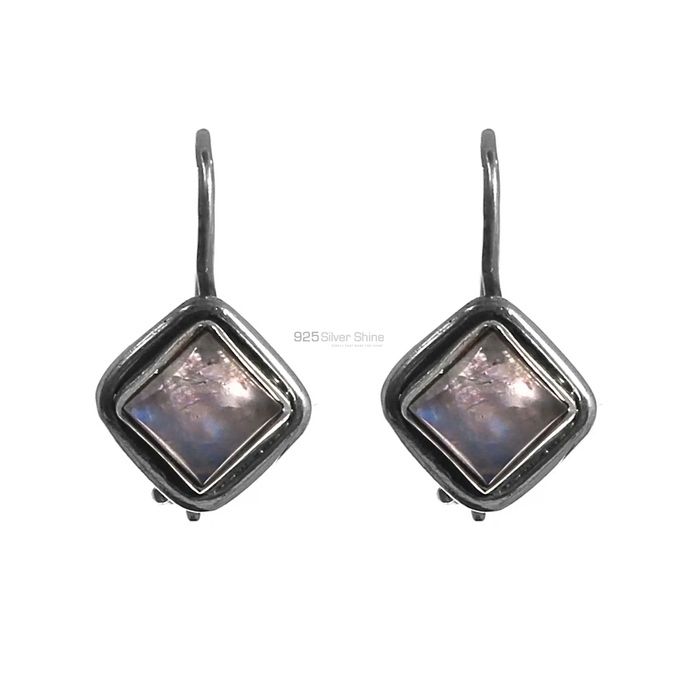 Rainbow Moonstone Earrings In Fine Silver Jewelry 925SE210