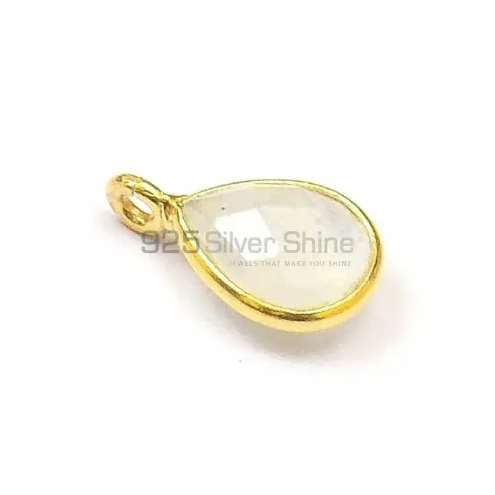 Rainbow Moonstone Pear Gemstone Single Bail Bezel Sterling Silver Gold Vermeil Gemstone Connector 925GC222_0