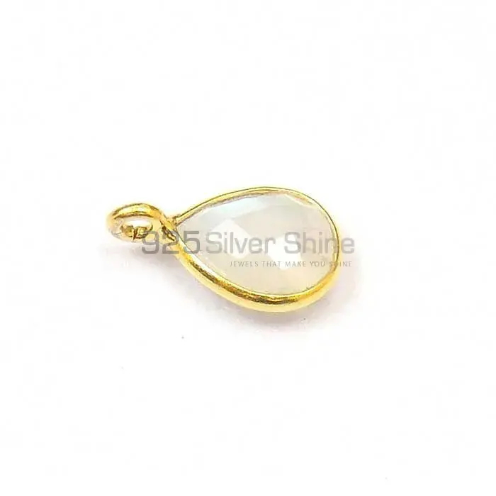 Rainbow Moonstone Pear Gemstone Single Bail Bezel Sterling Silver Gold Vermeil Gemstone Connector 925GC222_2