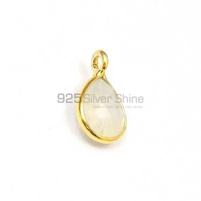 Rainbow Moonstone Pear Gemstone Single Bail Bezel Sterling Silver Gold Vermeil Gemstone Connector 925GC222_3