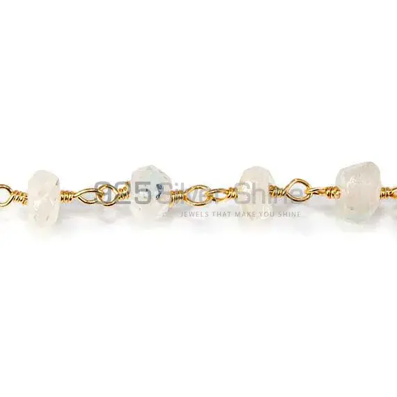 Rainbow Moonstone Plain Round Rosary Chain. "Wire Wrapped 1 Feet Roll Chain" 925RC218_0
