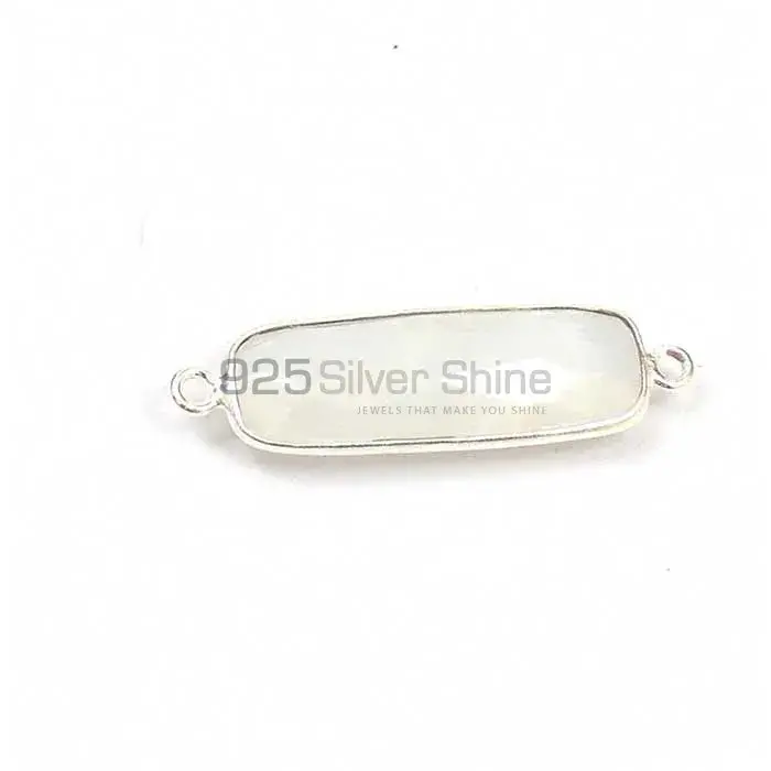 Rainbow Moonstone Rectangle Gemstone Double Bail Bezel Sterling Silver Connector 925GC125_0