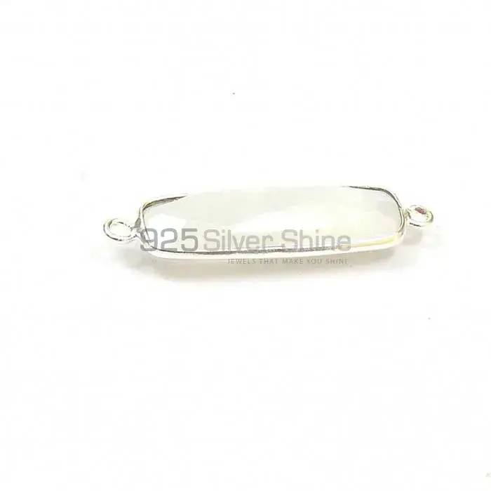 Rainbow Moonstone Rectangle Gemstone Double Bail Bezel Sterling Silver Connector 925GC125_2