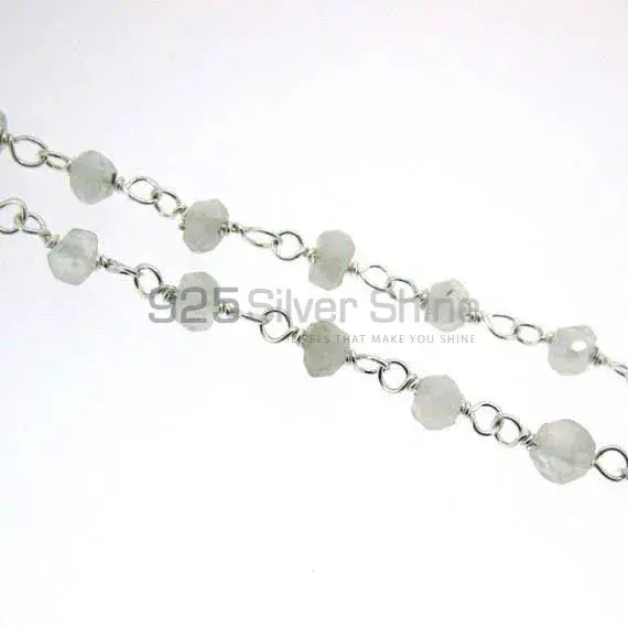 Rainbow moonstone rosary chain. "Wire Wrapped 1 Feet Roll Chain" 925RC239
