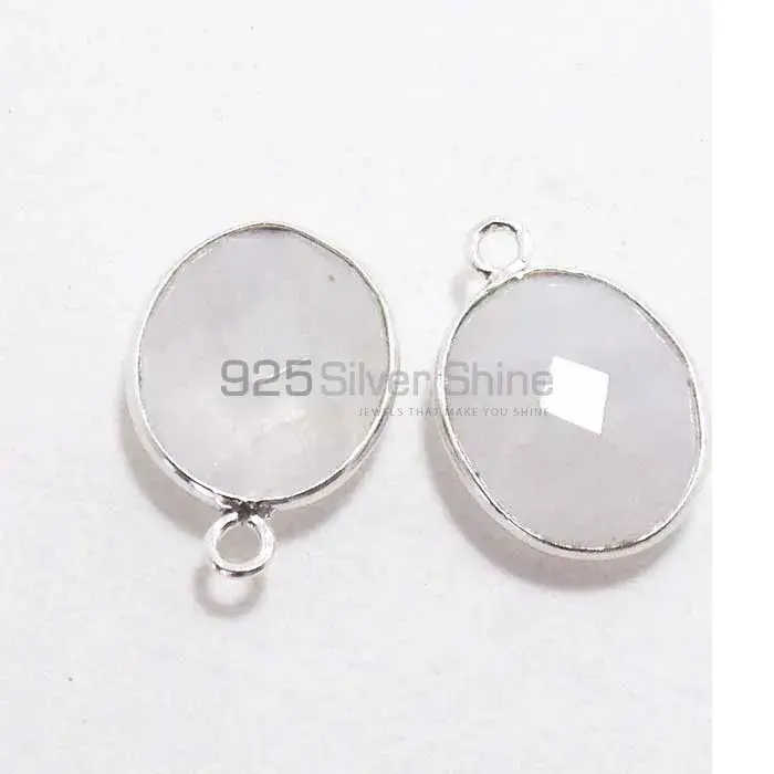 Rainbow Moonstone Round Gemstone Double Bail Bezel Sterling Silver Gemstone Connector 925GC217_4