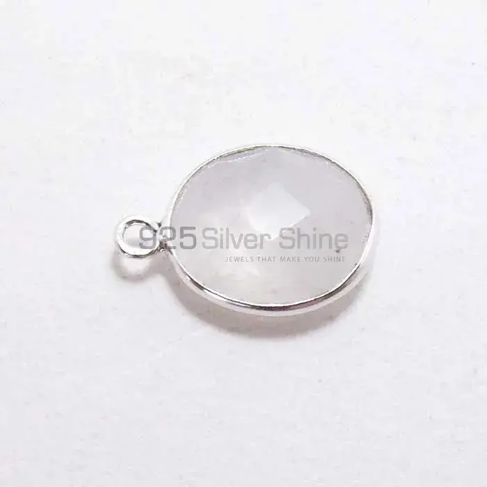 Rainbow Moonstone Round Gemstone Double Bail Bezel Sterling Silver Gemstone Connector 925GC217_5