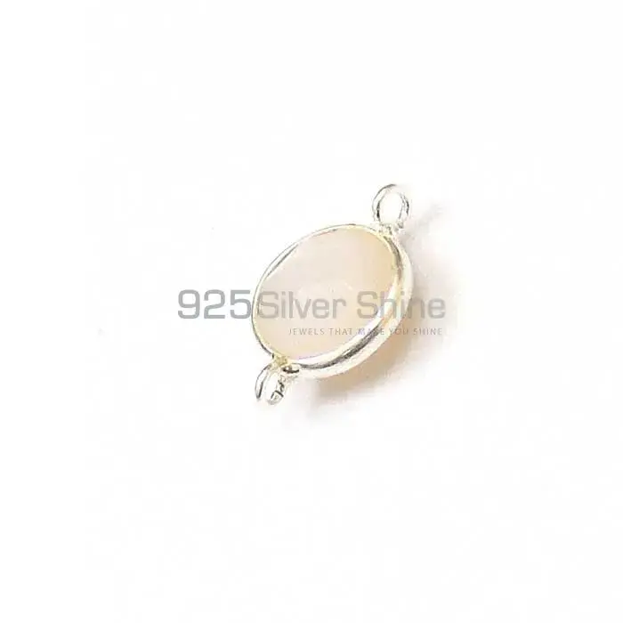 Rainbow Moonstone Round Gemstone Double Bail Bezel Sterling Silver Gemstone Connector 925GC352_0