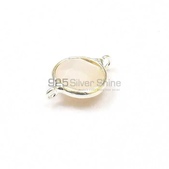 Rainbow Moonstone Round Gemstone Double Bail Bezel Sterling Silver Gemstone Connector 925GC352_3