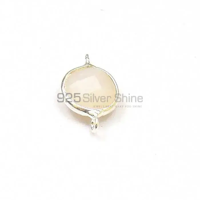 Rainbow Moonstone Round Gemstone Double Bail Bezel Sterling Silver Gemstone Connector 925GC352_4