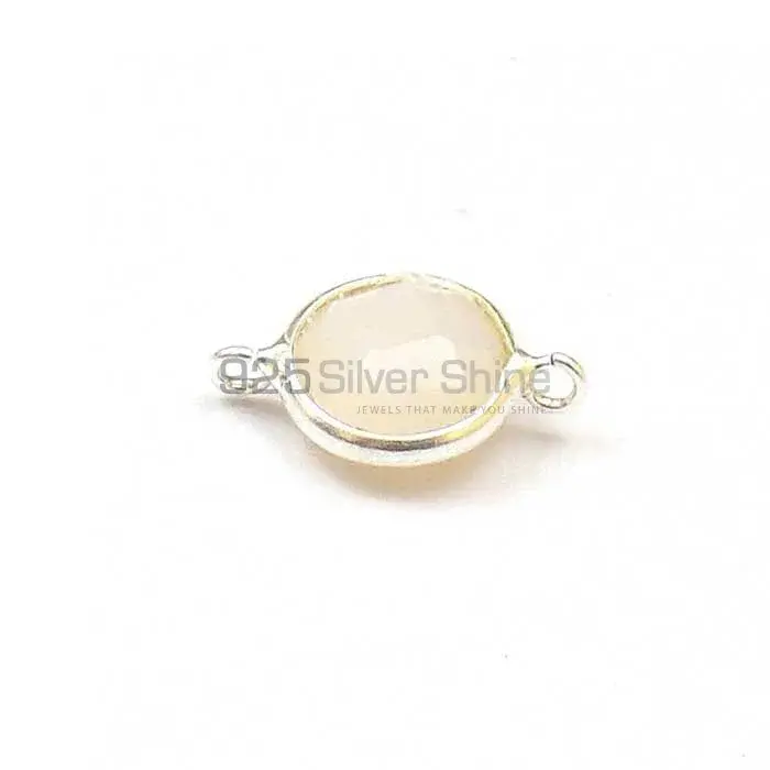 Rainbow Moonstone Round Gemstone Double Bail Bezel Sterling Silver Gemstone Connector 925GC352_5