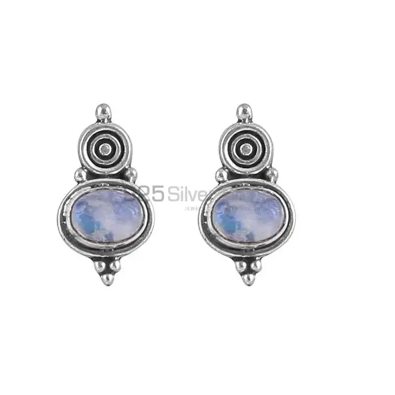 Rainbow Moonstone Studs Earring In Sterling Silver Jewelry By Pair 925SE18_1