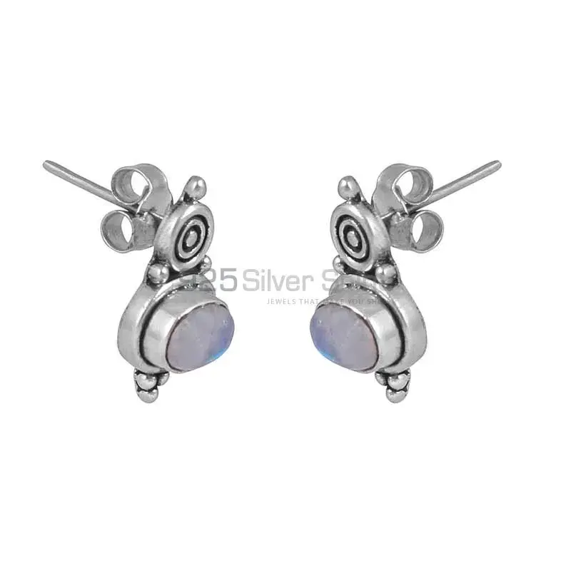 Rainbow Moonstone Studs Earring In Sterling Silver Jewelry By Pair 925SE18_0