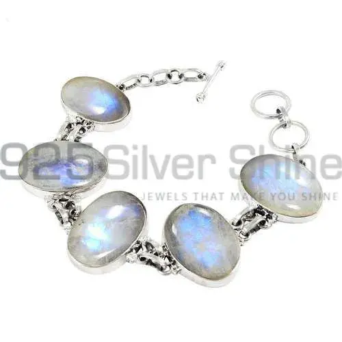 Rainbow Moonstone Wholesale Gemstone Handmade Bracelets In 925 Sterling Silver Jewelry 925SB416