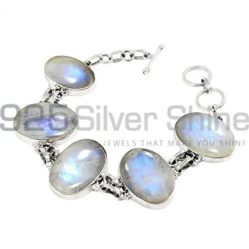 Rainbow Moonstone Gemstone Handmade Bracelets In 925 Sterling Silver Jewelry 925SB416