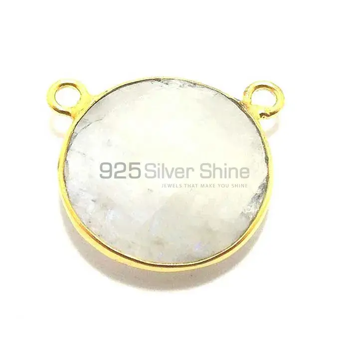 Rainbow Multi Quartz Round Gemstone Double Bail Bezel Sterling Silver Gold Vermeil Gemstone Connector 925GC211