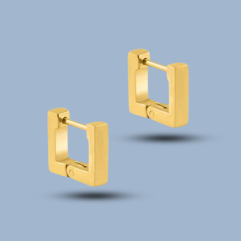 Rectangle 925 Sterling Silver Titanium Hinge Hoop Earring 925She356
