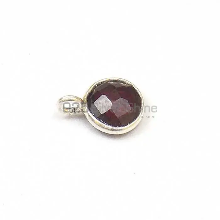 Red Garnet Quartz Round Gemstone Single Bail Bezel Sterling Silver Gemstone Connector 925GC351_0