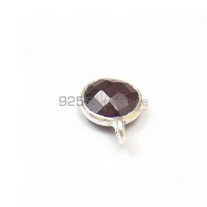 Red Garnet Quartz Round Gemstone Single Bail Bezel Sterling Silver Gemstone Connector 925GC351_1